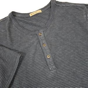Marine Lagenlook Kurzarm Henley in blau gestreift Herren Größe Medium - Bild 1 von 7