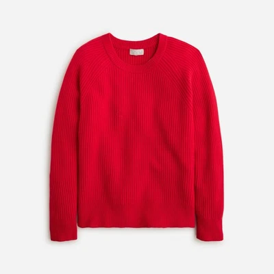 Suéter J.Crew Acanalado Rojo Cachemira Gran Tamaño Cuello Redondo Talla XS Foto 1 de 4