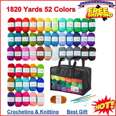 Yarn Lot Skeins Assorted Colors Huge Lot Acrylic Wool Balls Knitting 52 Colors - Image 1 of 4