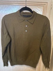 Metropolitan View Herren Pullover olivgrün/braun 100% Merinowolle Kragen Gr. S - Bild 1 von 13