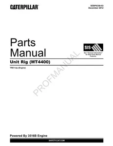 Caterpillar Cat Unit Rig MT4400 Off Highway Truck Parts Catalog Manual - Picture 1 of 1