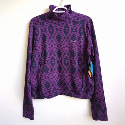 Women's Columbia Weekend Adventure Pullover Top Large Purple Geo Outdoors Hiking - Image 1 of 4