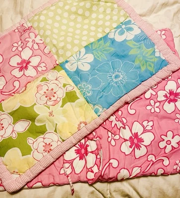 Set/2 Pottery Barn Kids Quilted Patchwork Hibiscus Floral  Pillow Shams - Image 1 of 4