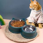 Plastic Stainless Steel Cat Double Bowl Cartoon Dog Drinking Dish  Home