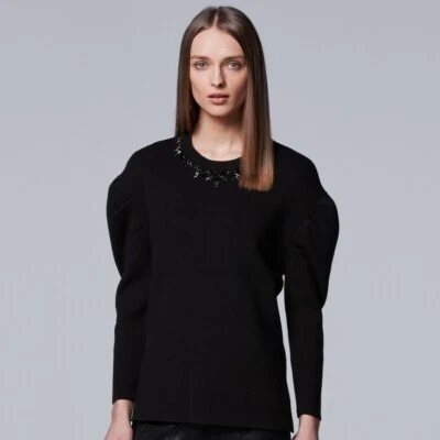 Vera Wang 10th Anniversary Pleated Shoulder Crewneck Sweater (W/Tags)(Ret $68) - Image 1 of 2