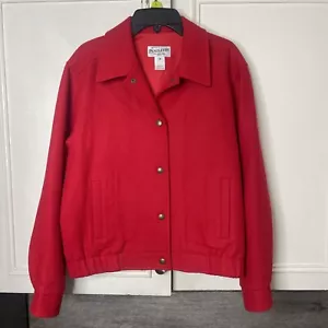 Vintage 80s Pendleton Jacket Womens Size M Petite Wool Blazer Cropped Red - Picture 1 of 4