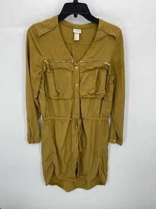 Vestido H and M Conscious Collection para mujer 6 marrón safari abotonado cintura ceñida - Imagen 1 de 5