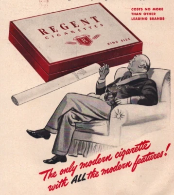 Regent Cigarette King Size WWII Vintage Print Ad Life 1942 Go Modern Features - Imagem 1 de 2