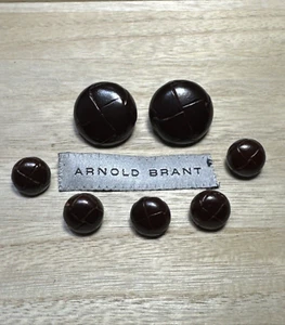 7 Brown Leather Button Replacement Set for Arnold Brant Blazer - Picture 1 of 6