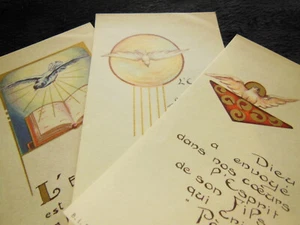 Lot 3 anciennes images pieuses à de cor de Colombes or holy card EA  - Picture 1 of 6