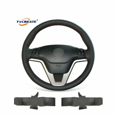 Cubierta de volante de cuero artificial negro para Honda CR-V CRV 2007-2011 #C034 Foto 1 de 4
