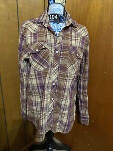 FOSSIL Mens M Vintage Fit Pearl Snap Button Pocket Western Cowboy Shirt
