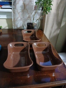 RACHAEL RAY Brown STONEWARE 12 Oz SERVING BOWL # HO17 " 3 Peices" - Picture 1 of 5