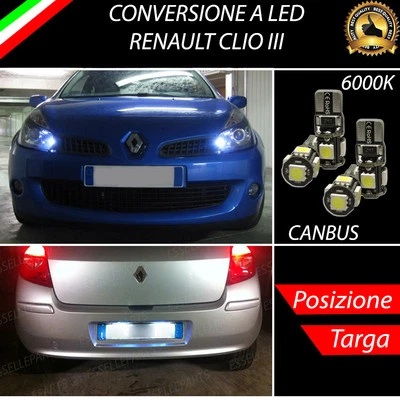 LUCI POSIZIONE A LED + LUCI TARGA A LED CANBUS RENAULT CLIO III NO ERROR - Immagine 1 di 3