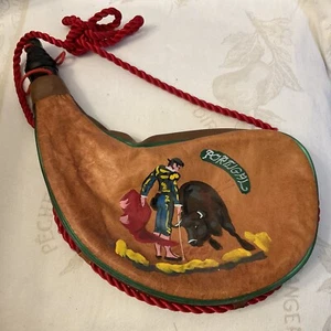 Vintage Genuine Leather Canteen Water Carry Pouch Flask Portugal Decorative - Picture 1 of 6
