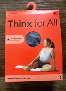 Thinx for All All Day Absorbency Leakproof Period Underwear Lace Trim Storm XL - Picture 1 of 5