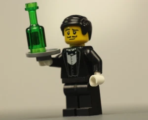 Waiter Collectible Minifigure Series 9 LEGO Minifig Bottle Serving Tray (2013) - Picture 1 of 12