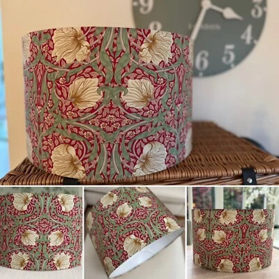 Red Floral Pimpernel William Morris Fabric Lamp Shade Trailing Leaves Lampshade - Image 1 of 4