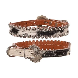 Collar de perro Showman de cuero plateado - Imagen 1 de 3