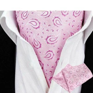Men Paisley Floral Cravat Ascot Necktie Set Wedding Party Pocket Square Lot  - Picture 1 of 13
