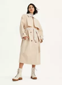 NWT $325 DKNY Classic Colorblock Crinkle Trench Coat XL - Picture 1 of 11