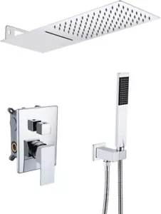 Shower System with Waterfall Shower Head Shower Faucets Sets Complete Pressure - Picture 1 of 3