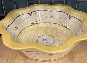 TEMPTATIONS “Old World” Yellow 3 qt.Serving Casserole Bowl/Oven Dish,Fluted Edge - Picture 1 of 9