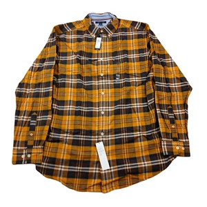 Tommy Hilfiger Westley Plaid Brushed Twill Shirt Mens XLT XL Tall Crest Gold $84 - Picture 1 of 7