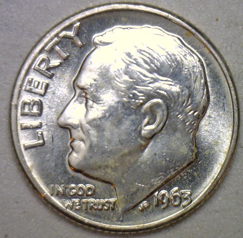 1963 D Silver UNCIRCULATED 10c BU Roosevelt Dime Ten Cent Coin Cover