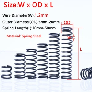 Compression Spring Pressure Springs Wire Dia 1.2 mm OD 6mm-20mm Length 10mm-50mm - Picture 1 of 7