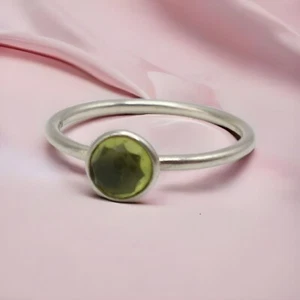 RETIRED Pandora Sterling Silver Peridot August Birthstone Droplet Ring Size 56 - Picture 1 of 3