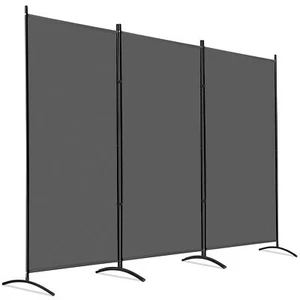 3 Panel Room Divider 6 FT Folding Privacy Screen Wall Partition Separator Gray - Picture 1 of 24