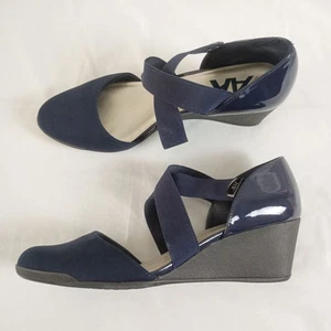 Anne Klein Teaberry Wedge Pumps Blue Size 10 Slip-On Comfort Heels - Picture 1 of 11