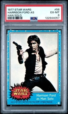 1977 TOPPS STAR WARS HARRISON FORD AS HAN SOLO #58 PSA 6 - Image 1 of 2