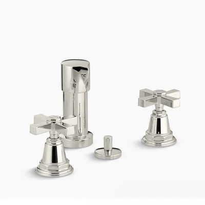 Torneira de bidê KOHLER listra de giz WS com alças transversais 13142-3A-SN níquel polido - Imagem 1 de 3