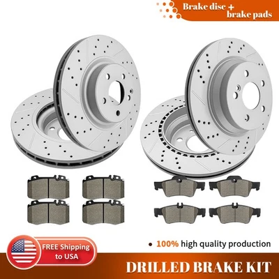 Kit de pastillas de freno rotores perforados delanteros y traseros para Mercedes-Benz CLS500 CLS550 E550 Foto 1 de 4