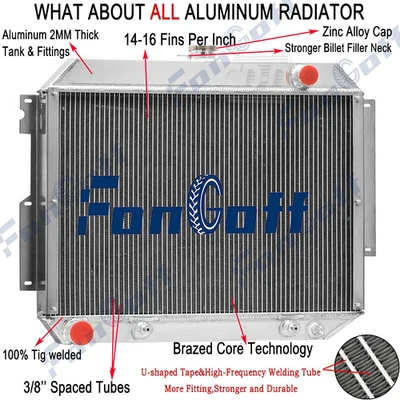 4Rows Radiator Fit 1966 67 68 69 1970 Dodge Polara Monaco/ Plymouth Fury 7.2L AT - Image 1 of 4