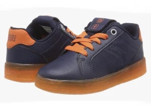 GEOX Navy Orange Light Up Trainers Junior Kids USB Rechargeable Childrens Uk 11 - Picture 1 of 10
