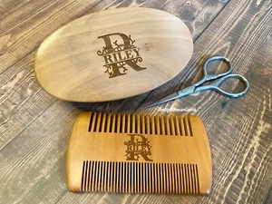 Wood Beard Comb & Brush - Gift for Him - Father's day gift - Grooming set - Picture 1 of 9