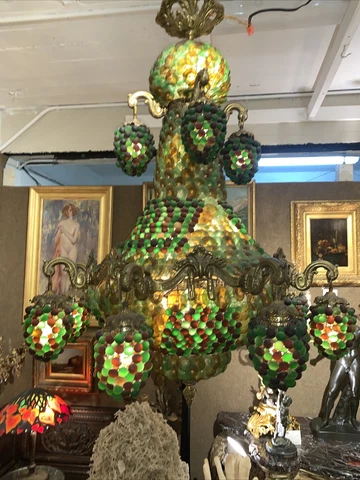 Vintage Italian Glass Grapes Chandelier Large Murano Lighting Antique Cover