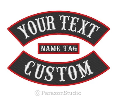 3 PC - Custom Embroidered Vest Rocker Set MC Motorcycle Biker Rider Sew on Patch - Image 1 of 4