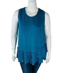 Nuevo Lane Bryant Mujer Talla 22/24 Nivel de Volantes Top Azulada Elastizado Suave Nuevo con Etiquetas - Imagen 1 de 5