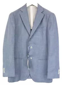 SUITSUPPLY Havana Mens Blazer UK36R Blue Slim Wool Silk Linen Cashmere Melange - Picture 1 of 8