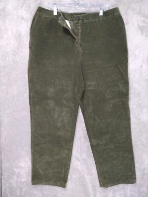 LL Bean Pants Womens 20 Tall Green Corduroy Curvy Fit Elastic Waist Cotton - Image 1 of 4