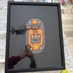 Beautifully Framed Huichol Beaded Ritual Mask 11” X 6” - Picture 1 of 9