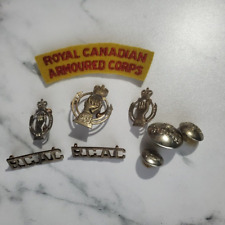 Royal Canadian Armoured Corps Patch Collar Cap Badge Patch Button Lot RCAC