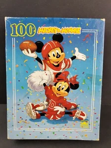Vintage Disney Minnie Mickey Football 100 Pcs 12" x 15" Puzzle Golden Complete - Picture 1 of 7