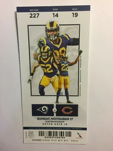 LOS ANGELES RAMS VS CHICAGO BEARS NOVEMBER 17, 2019 TICKET STUB - Picture 1 of 1