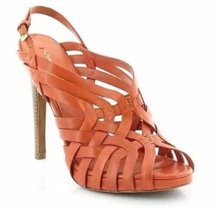 Sandalia con plataforma de cuero naranja Via Spiga Phoebe para mujer talla 9 M - Imagen 1 de 4