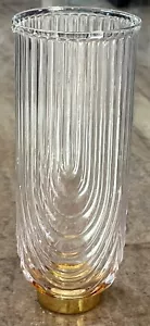 Vtg Cocktail Mixing Glass Art Deco Crystal Pitcher Ripple Glassware Gold Base - Picture 1 of 16
